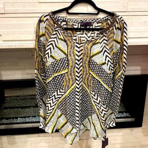 Hale Bob silk beaded neckline flowy blouse. Size medium.